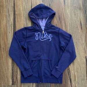 Girl's Nike Purple Zip-Up Hoodie Velvet Lettering Size XL